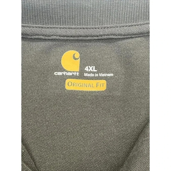 Carhartt Men's Adult Size 4XL Polo Original Fit Work Green Cotton Short Sleeve - Picture 3 of 8